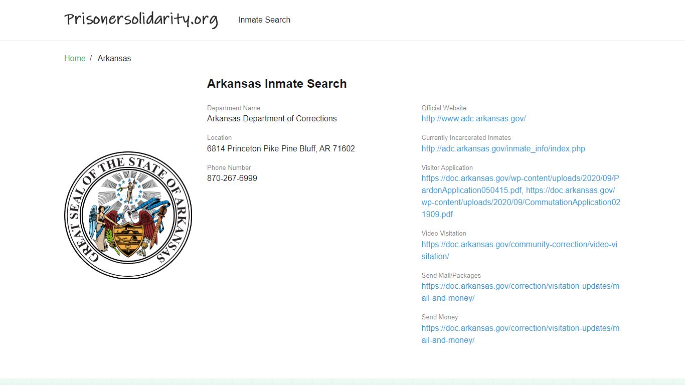 Arkansas Inmate Search – Arkansas Department of ...